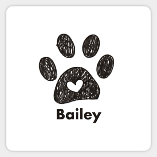 Bailey name made of hand drawn paw prints Sticker